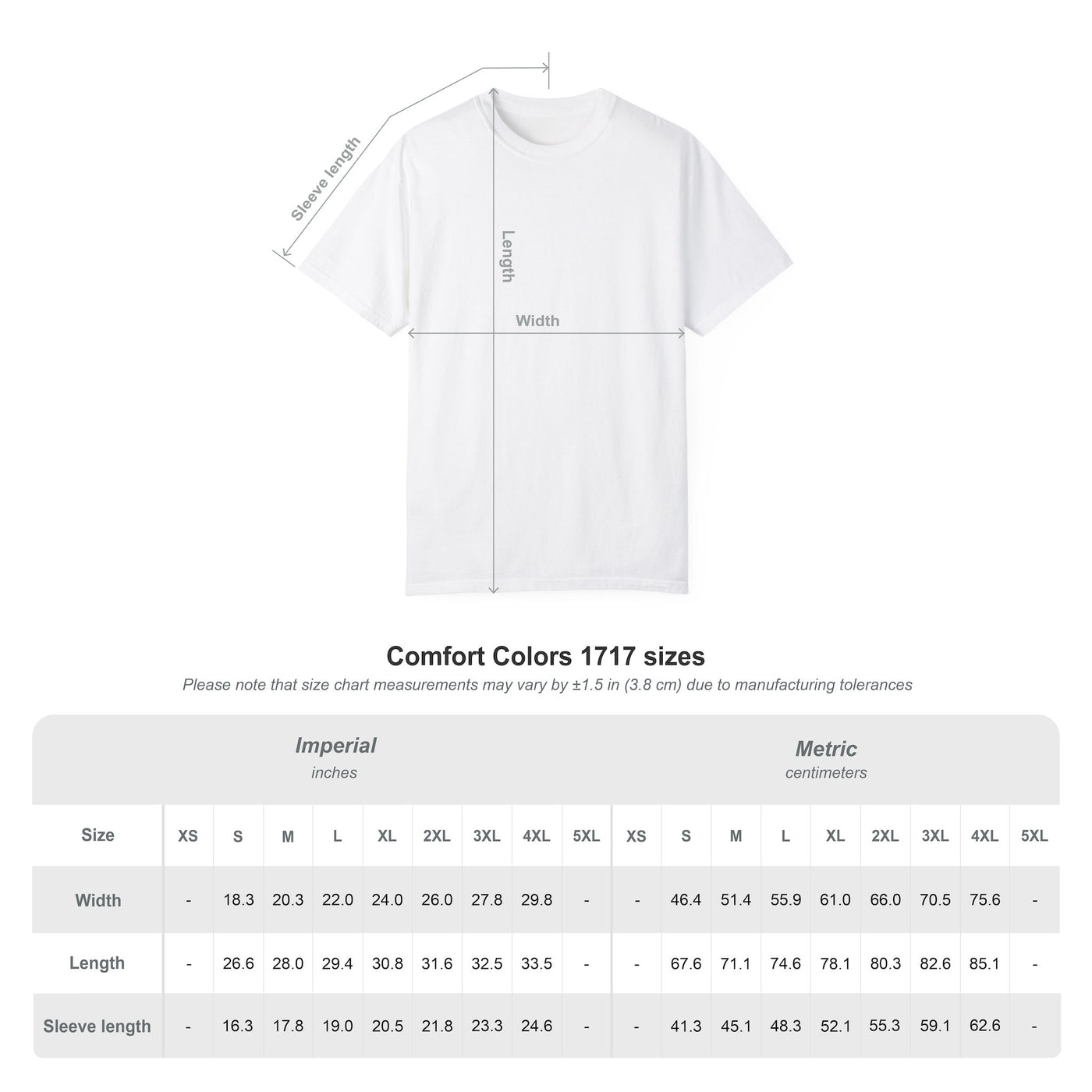 Size chart for More You™ Signature Tee